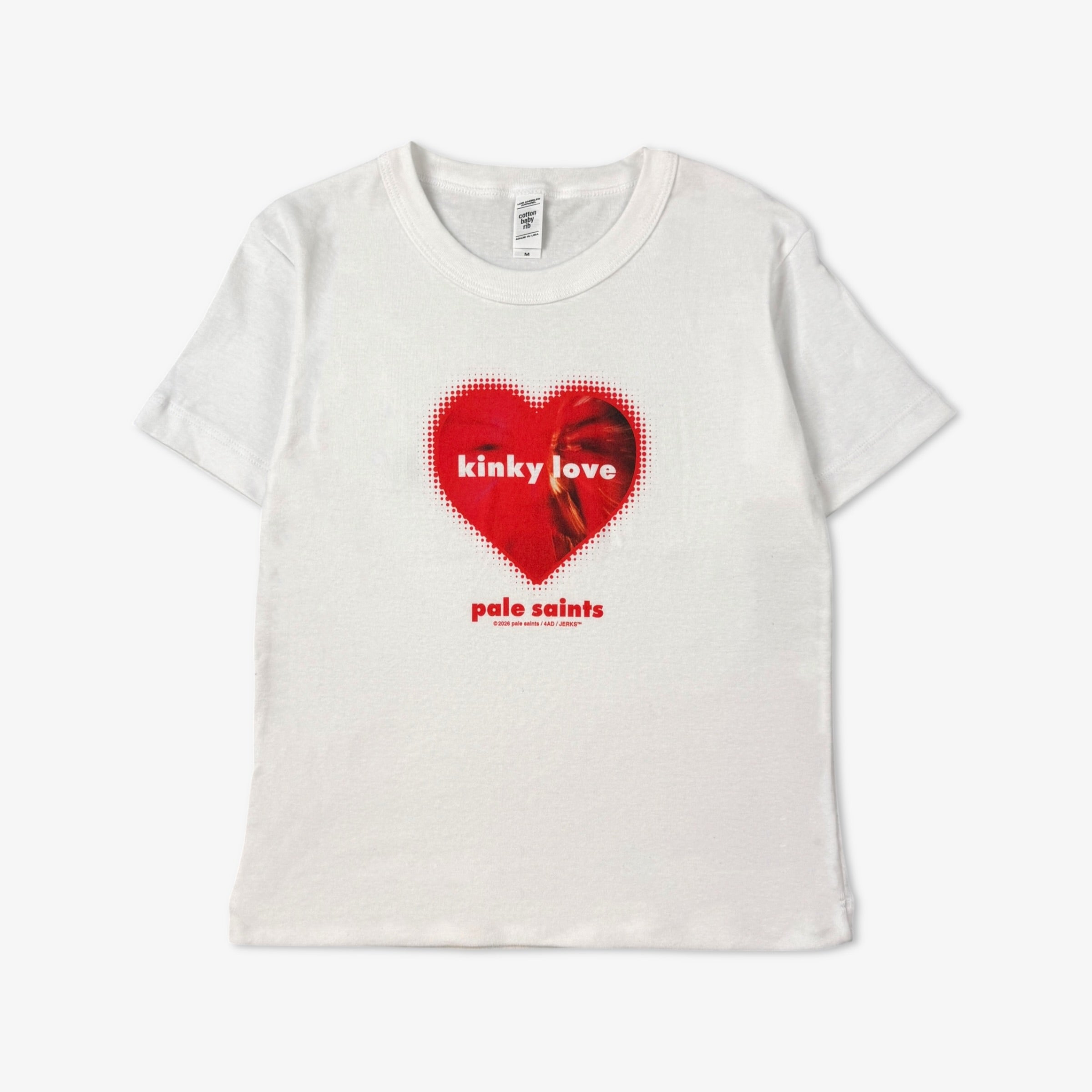 PALE SAINTS KINKY LOVE WHITE BABY TEE – JERKS™