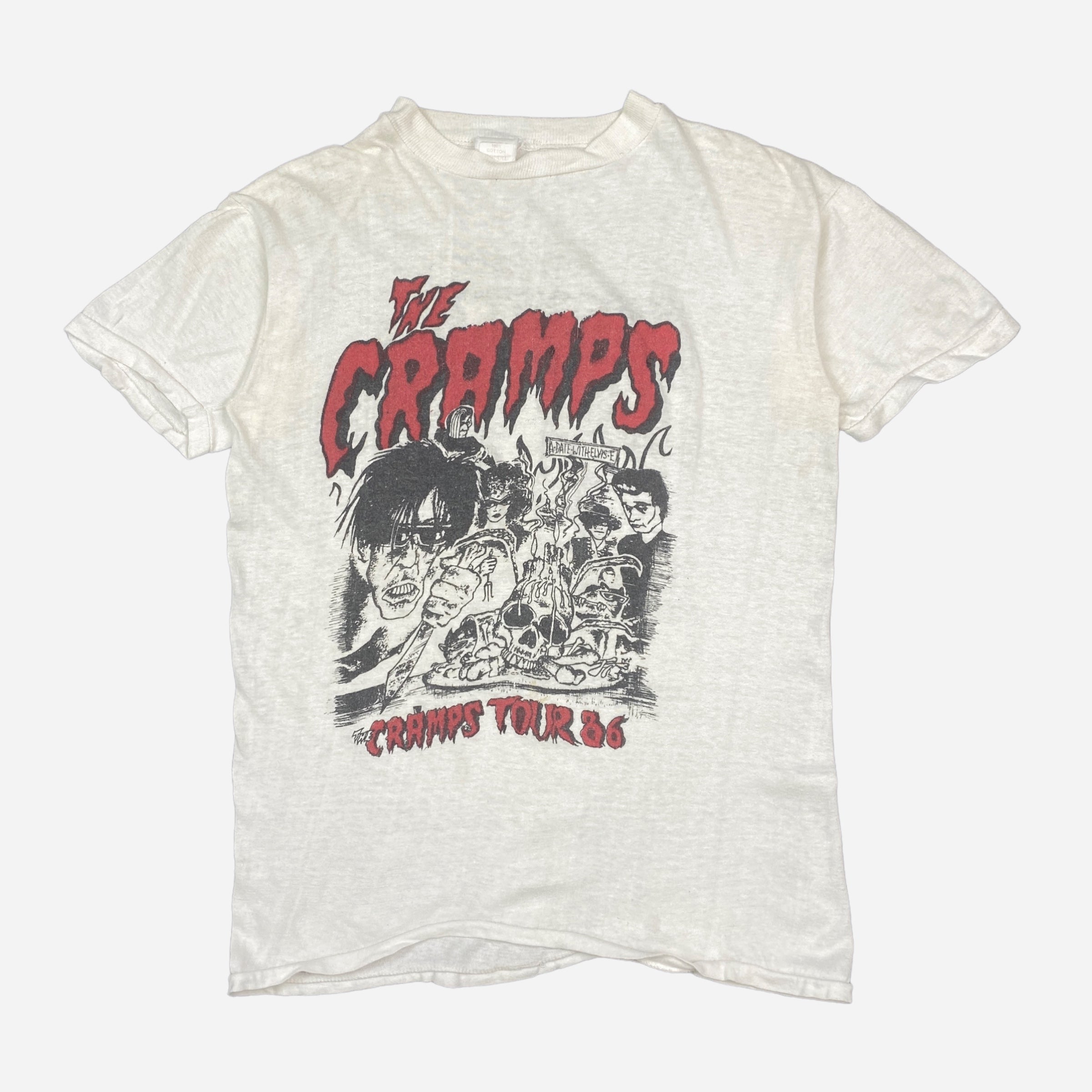 The Cramps T-Shirt Uomo 'Off The Bone' - Maglietta Nera Punk Rock, Stampa Digitale, Girocollo, Lavabile A 40°, Abbigliamento Metal E Rock