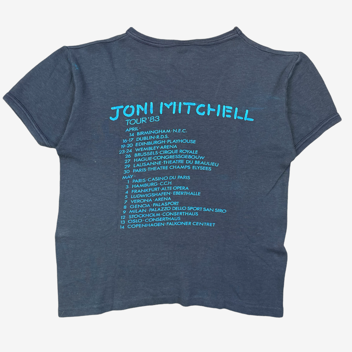 激レア Vintage Joni Mitchell ワールドツアーTシャツ 83 1983 JONI MITCHELL BABY TEE – JERKS™