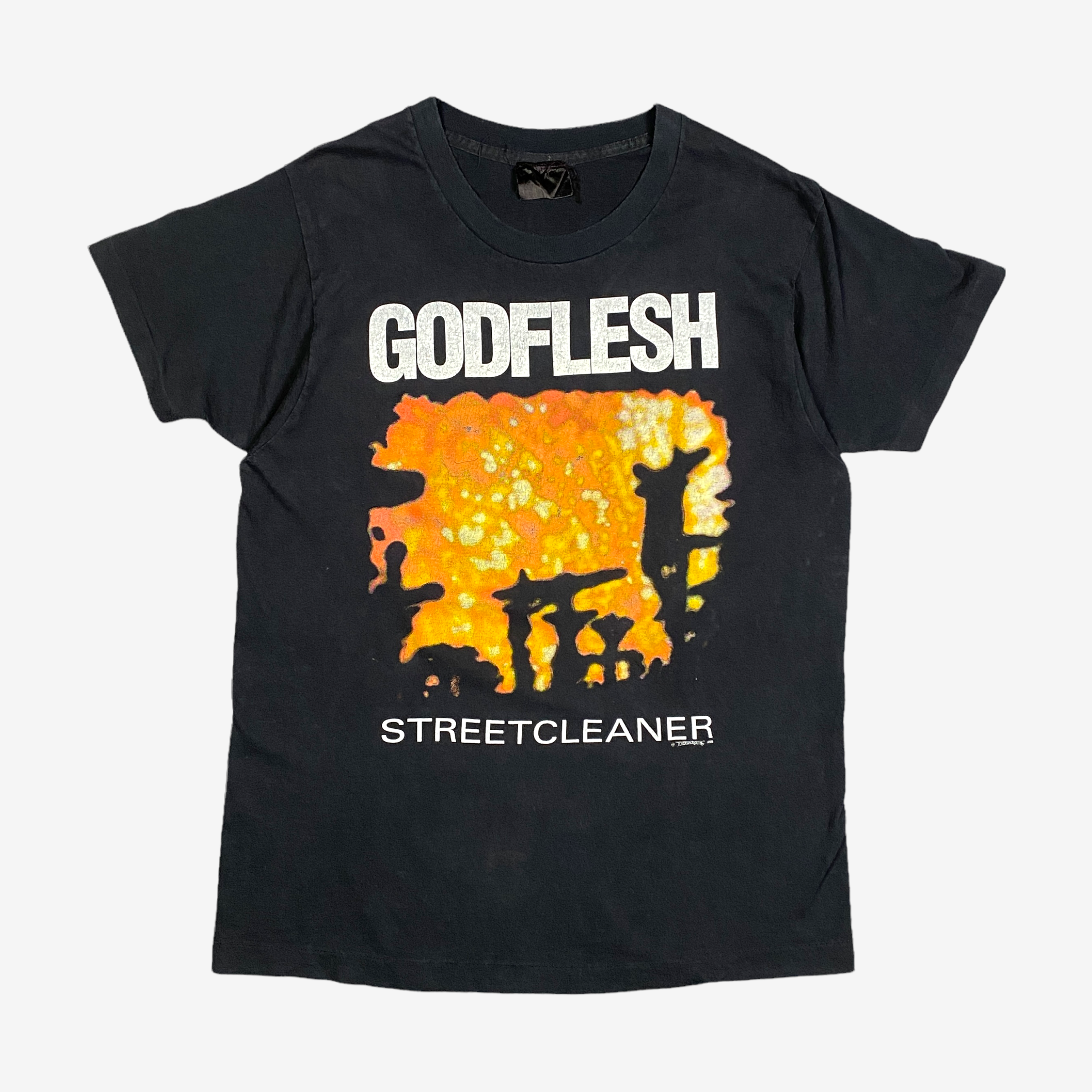 トップス 90s Godflesh Streetcleaner T Shirt L Vintage 1990 Godflesh Streetcleaner T-Shirt – Mills Vintage USA