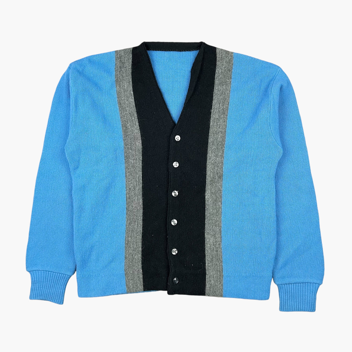 60S BLUE GREY AND BLACK STRIPED CARDIGAN