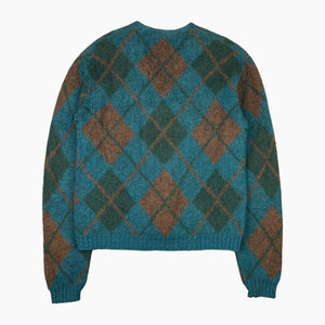 60S BLUE ARGYLE MOHAIR CARDIGAN