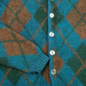 60S BLUE ARGYLE MOHAIR CARDIGAN