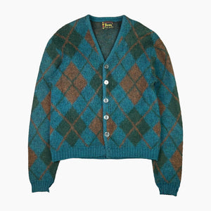 60S BLUE ARGYLE MOHAIR CARDIGAN