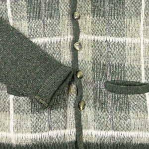 60S GREEN PLAID MOHAIR CARDIGAN