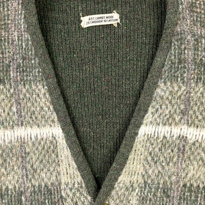 60S GREEN PLAID MOHAIR CARDIGAN