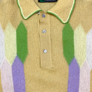60S PATTERNED WOOL POLO JUMPER