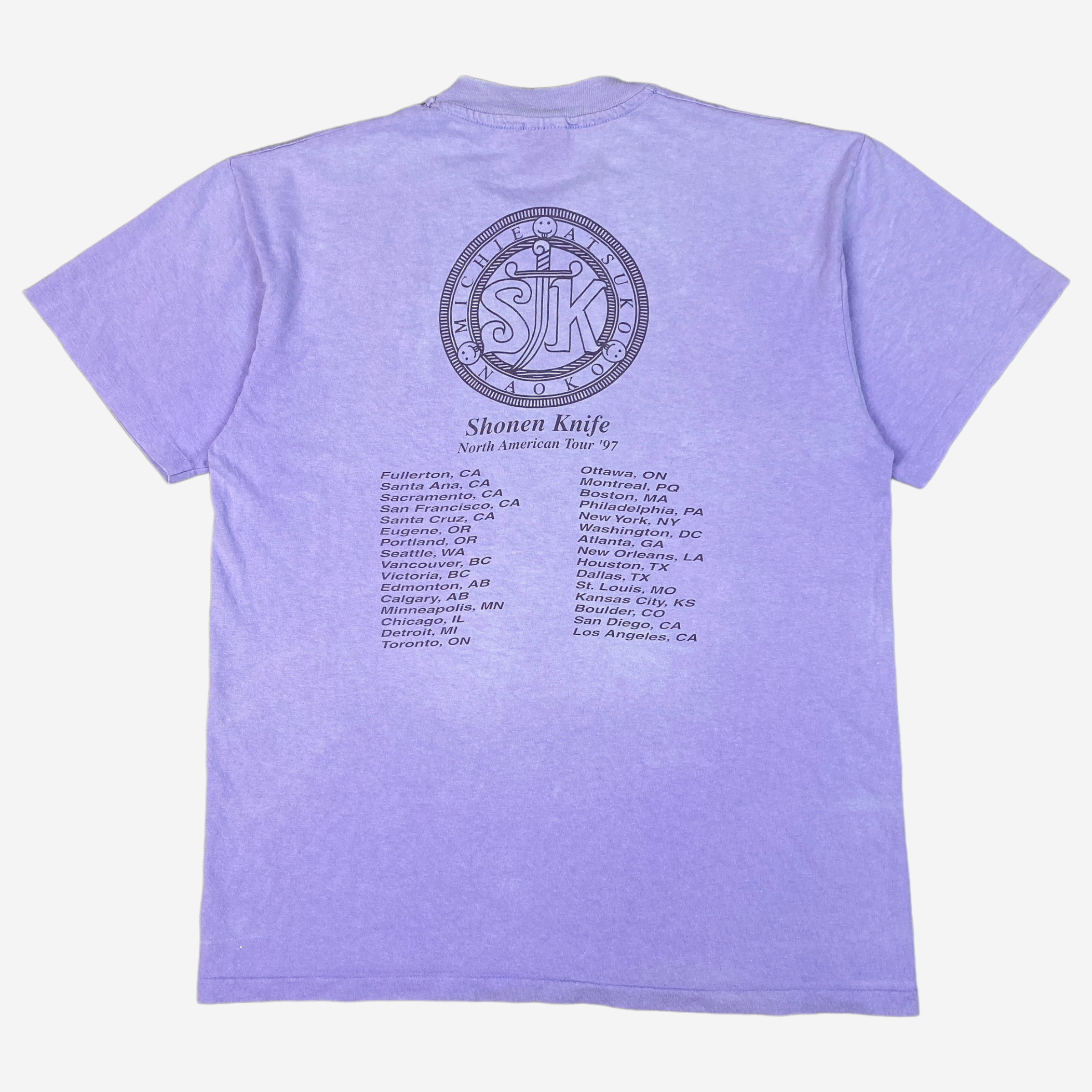 shonen knife 少年ナイフ 北米ツアー 97年 Tシャツ パープル 紫 1997 SHONEN KNIFE T-SHIRT – JERKS™